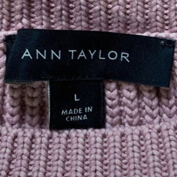 Ann Taylor Cable Knit LS Cotton Blend Crew Neck, Rose Pink Sweater, EUC,sz Large - Picture 4 of 11